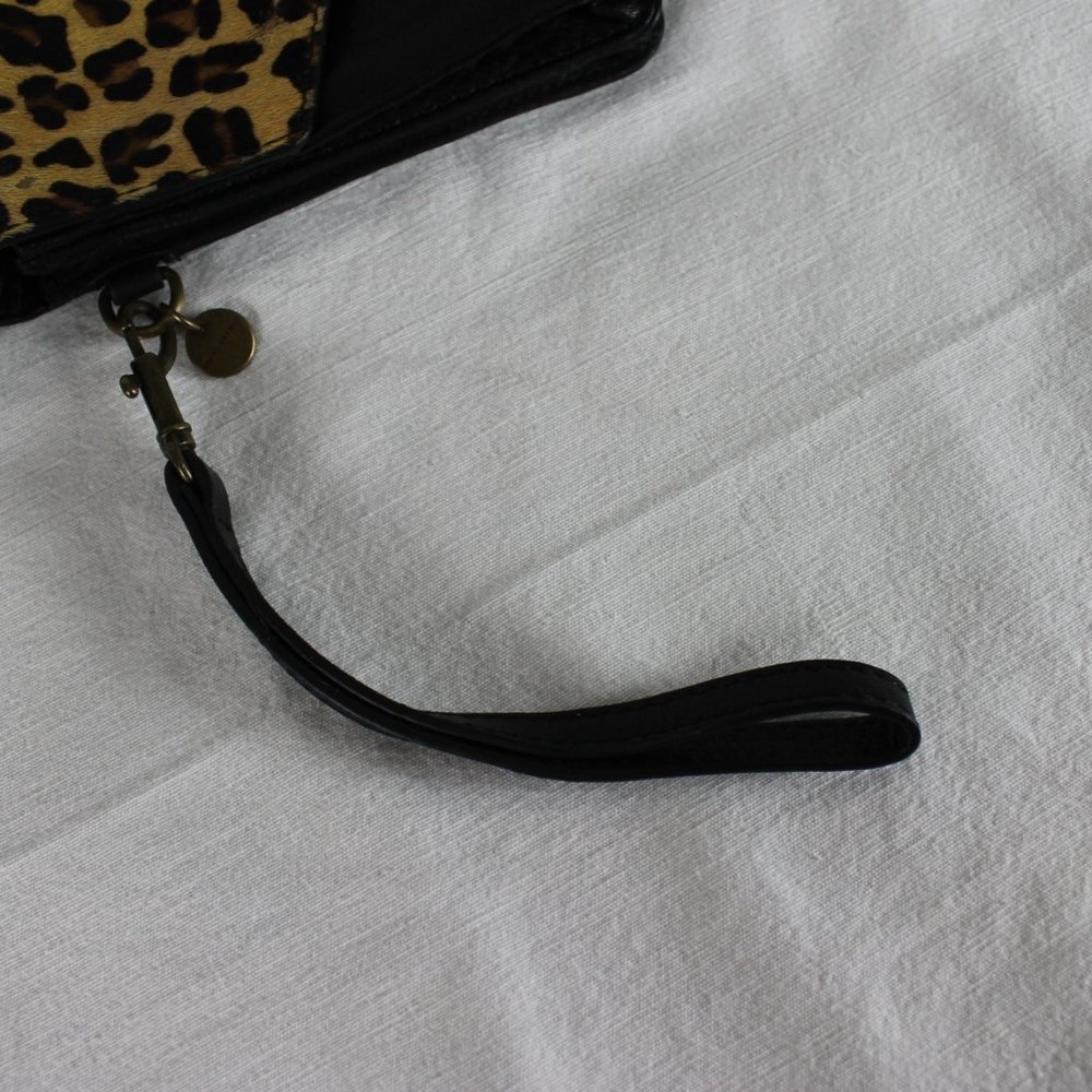 Lucky Brand Crossbody Black with Tan Leather Purse Horsehair Cheetah Print Strap - Picture 9 of 15